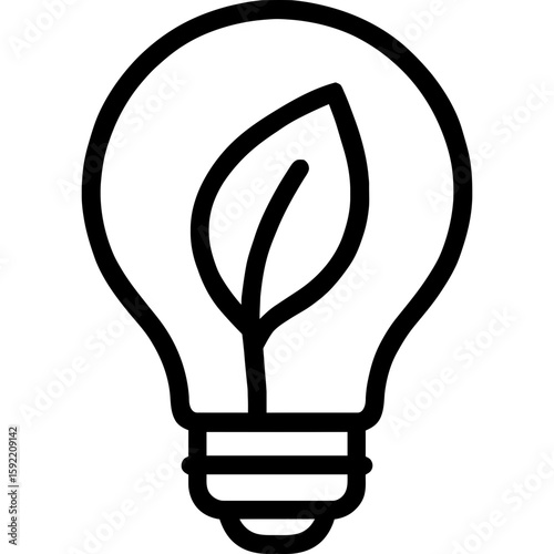 Green energy symbol lightbulb with leaf outline icon vector