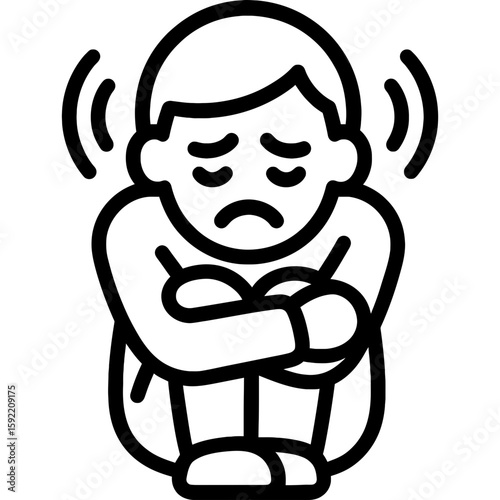 Fear contraction inward outline icon vector