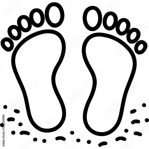 Bare feet pair prints beach walk outline icon vector