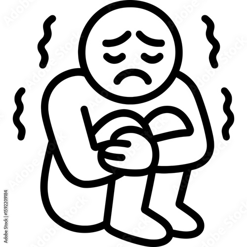 Fear contraction inward outline icon vector