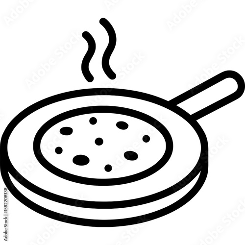 Flat round griddle with tortilla outline icon vector