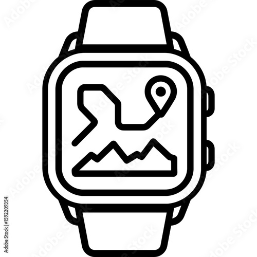 Gps watch outline icon vector
