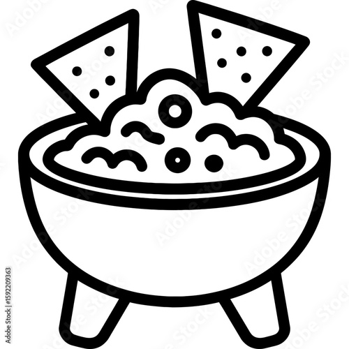 Guacamole bowl outline icon vector