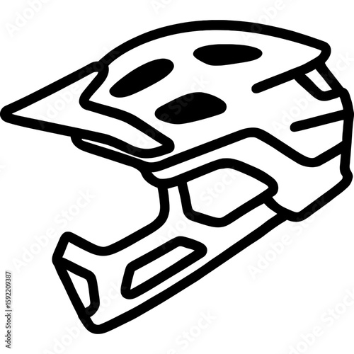 Mountain bike helmet outline icon vector