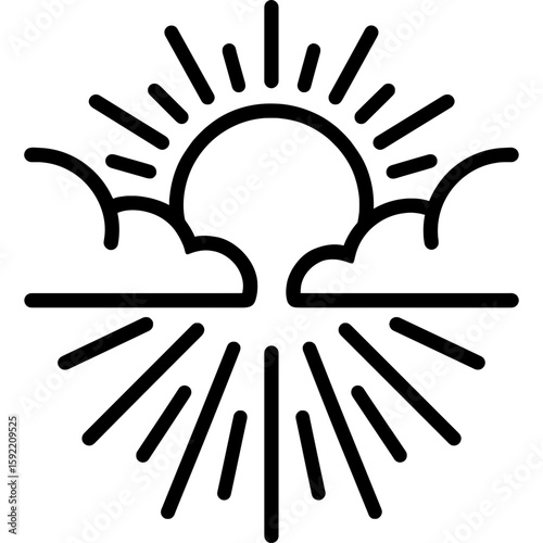 Hope light breaking through outline icon vector