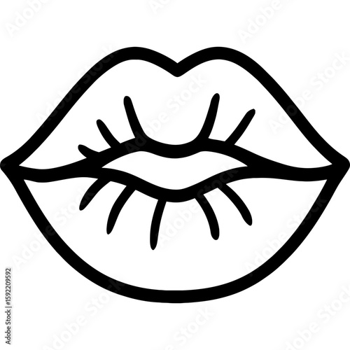 Lips print kiss mark outline icon vector