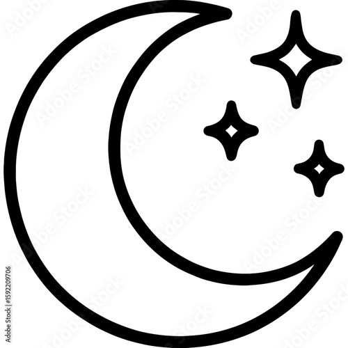 Moon crescent outline icon vector