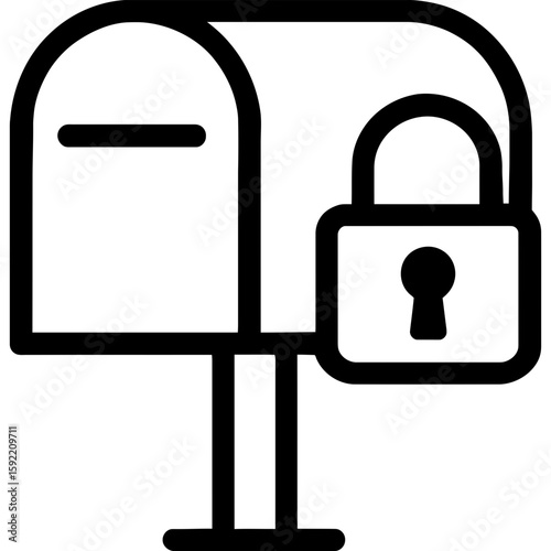 Mailbox security lock outline icon vector