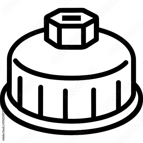 Oil filter cap wrench outline icon vector