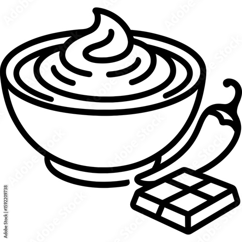 Mole sauce bowl outline icon vector