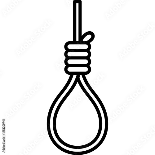 Hangman's noose loop outline icon vector
