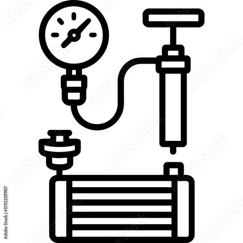 Radiator pressure tester outline icon vector