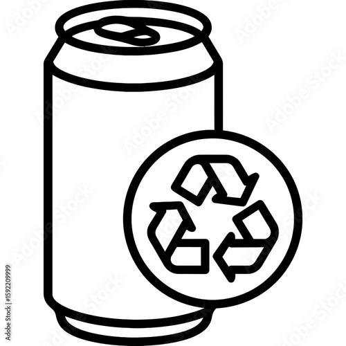 Recyclable metal can with eco symbol outline icon vector