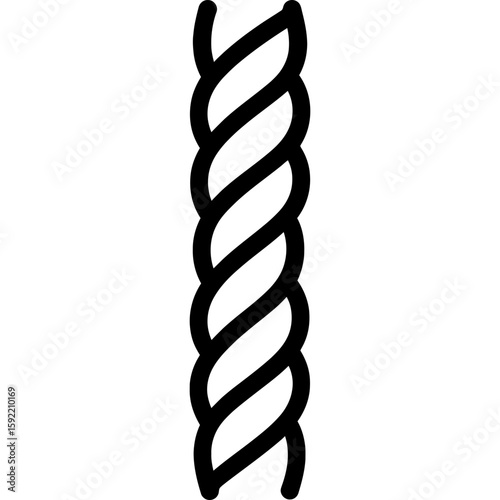 Twisted rope two strands outline icon vector
