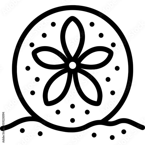 Sea biscuit flat urchin disc outline icon vector