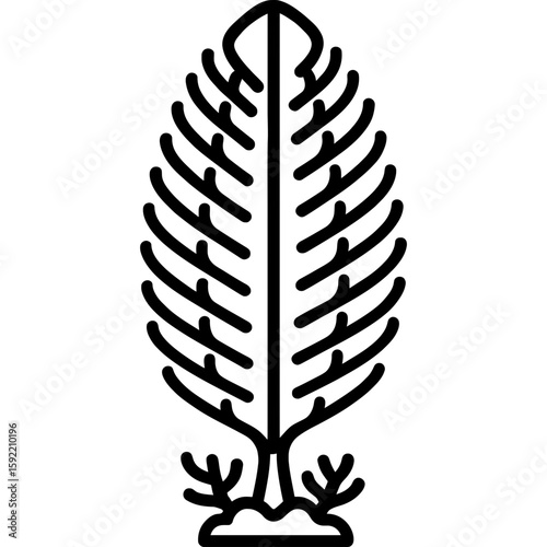 Sea pen feather colony outline icon vector
