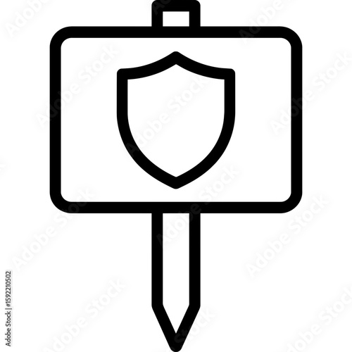 Security yard sign with stake outline icon vector