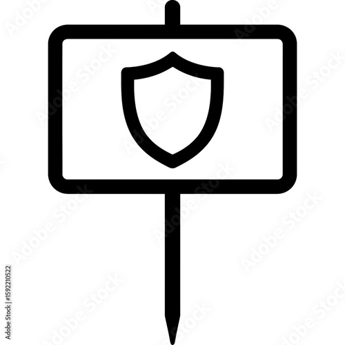 Security yard sign with stake outline icon vector