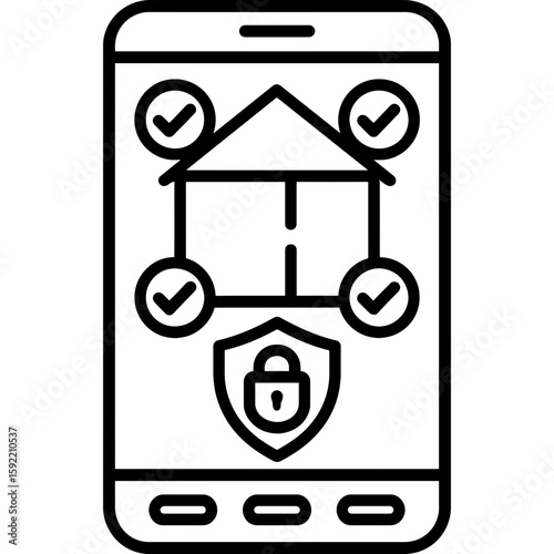 Home security app interface outline icon vector