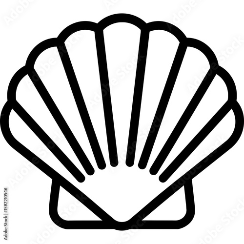 Scallop shell fan ridged bivalve outline icon vector