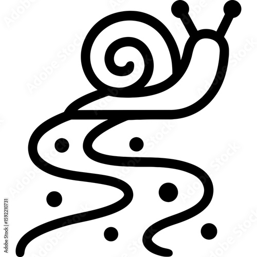 Snail trail dotted line outline icon vector