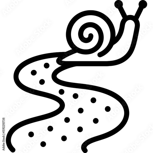 Snail trail dotted line outline icon vector