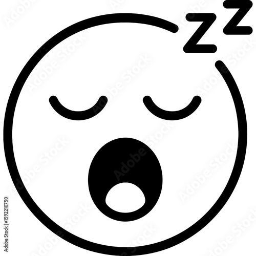 Sleepy face emoji outline icon vector