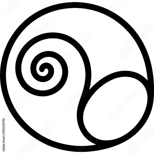 Moon snail shell round globe outline icon vector