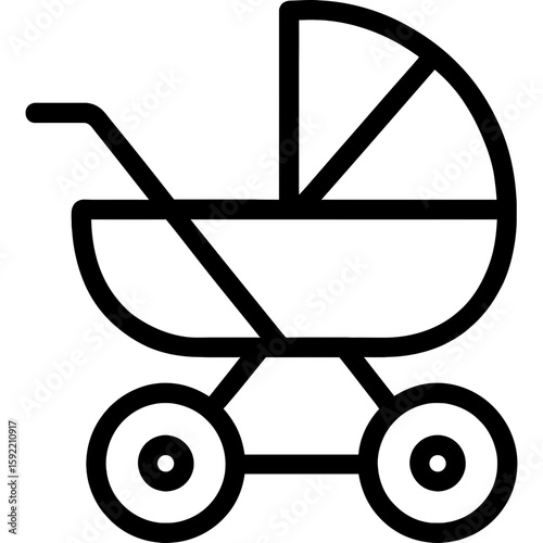 Baby stroller outline icon vector