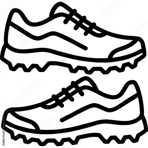 Trail running shoes outline icon vector