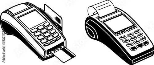 Payment Terminal Silhouette, payment terminal vector silhouette isolated on white