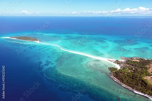 Aerial View of Tropical Island with White Sand and Palms – Nosy Iranja, Madagascar