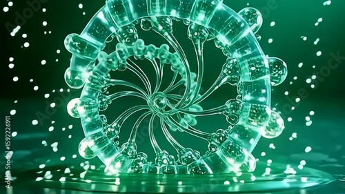 framing angstrom backcloth of calm emerald, angstrom coil particle inflate same blossoming clear peak bed upon itself, reveal angstrom mesmeric depth; the motion current fluidly, with