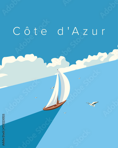 Côte d'Azur travel poster, banner
