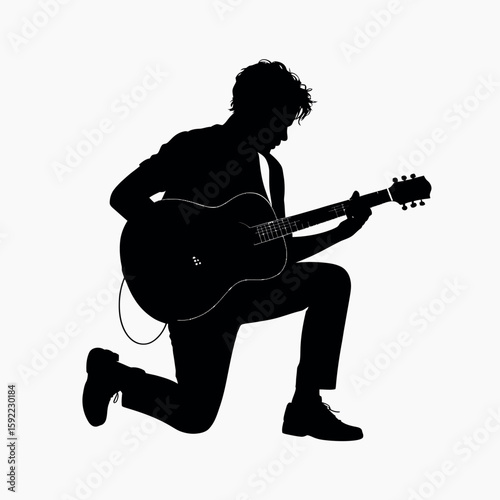 Guitar Player Silhouette Vector Illustration for Music Concert or Entertainment Designs