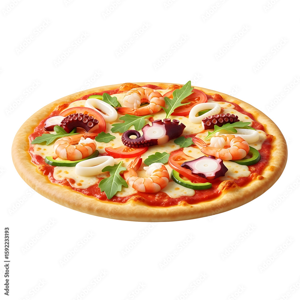 Delicious Seafood Pizza with Toppings. Delicious Seafood Pizza with Toppings.