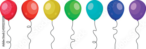 Colorful decorative balloons for celebration events and festivities. Balloon in cartoon style.