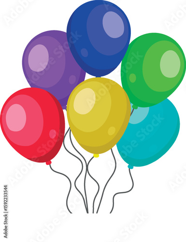 Bunch of Colorful decorative balloons for celebration events and festivities. Balloon in cartoon style.