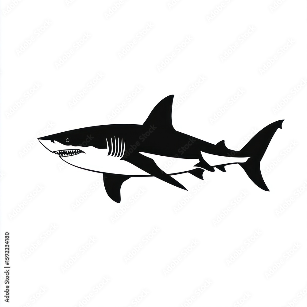 Fototapeta premium Silhouette of a great white shark (1)
