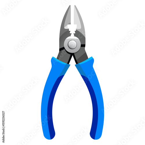 Illustration of craft pliers with bright blue rubber grips and a shiny metallic finish