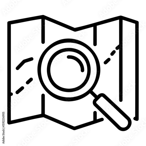 Map location searching icon, minimalistic design, black and white colors, navigation concept