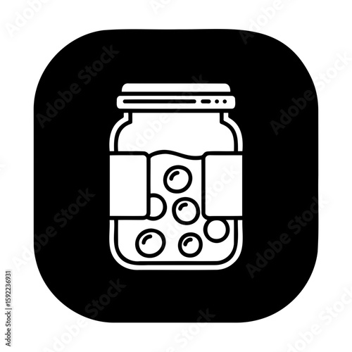 Preserved food icon, minimalistic design, black and white colors, culinary concept