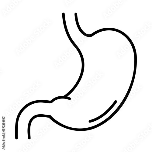 Stomach icon, minimalistic design, black and white colors, health concept