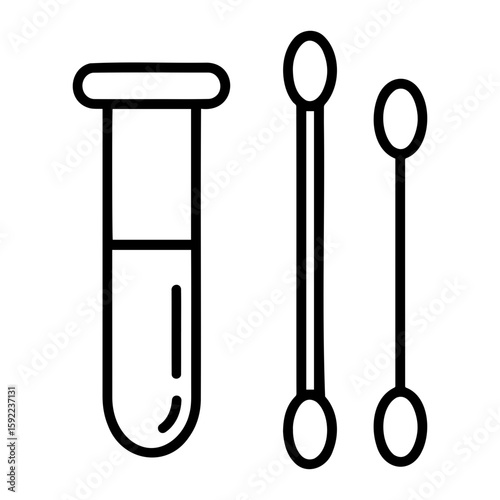 PCR test icon, minimalistic design, black and white colors, medical concept