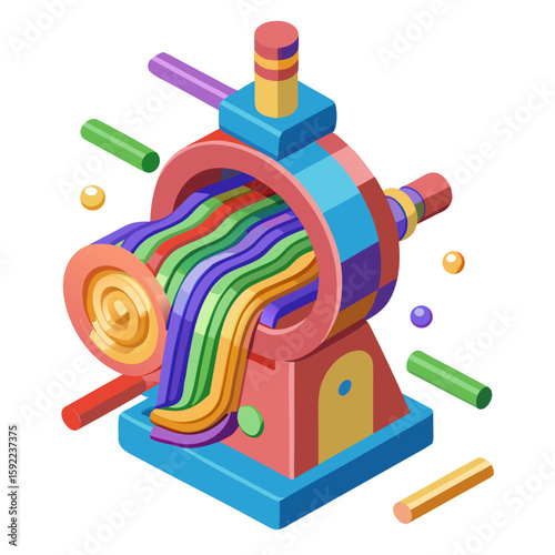 Creative clay extruder tool with vibrant colorful polymer clay for crafting