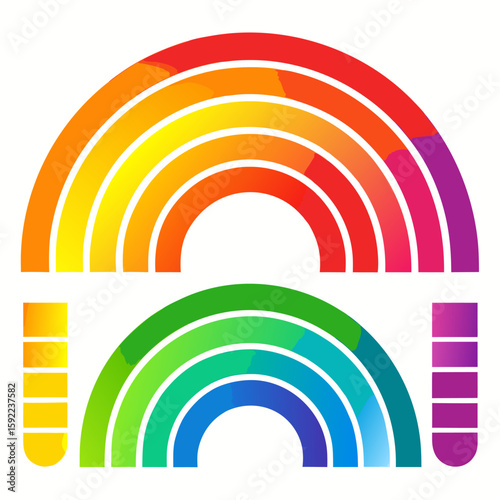 Collection of curved rainbow stencils for creative design projects