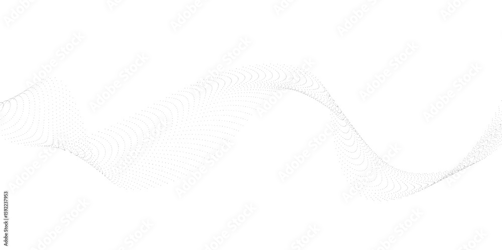Fototapeta premium Abstract Waveform Dot Swirls on White. Dotted halftone waves. Abstract liquid shapes, wave effect dotted gradient texture waves isolated vector