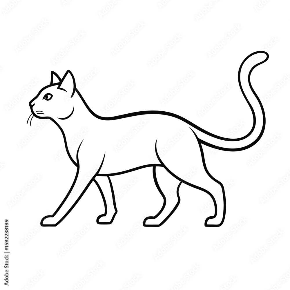 Obraz premium Walking cat outline side profile