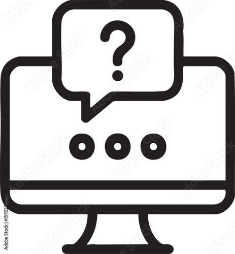Online Help Desk Icon Outline Computer Support Customer Service Assistance Question Mark Communication Technology Chat Digital Vector

