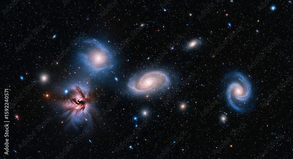 Fototapeta premium Stunning Cosmic Landscape of Distant Galaxies and Stars in Deep Space